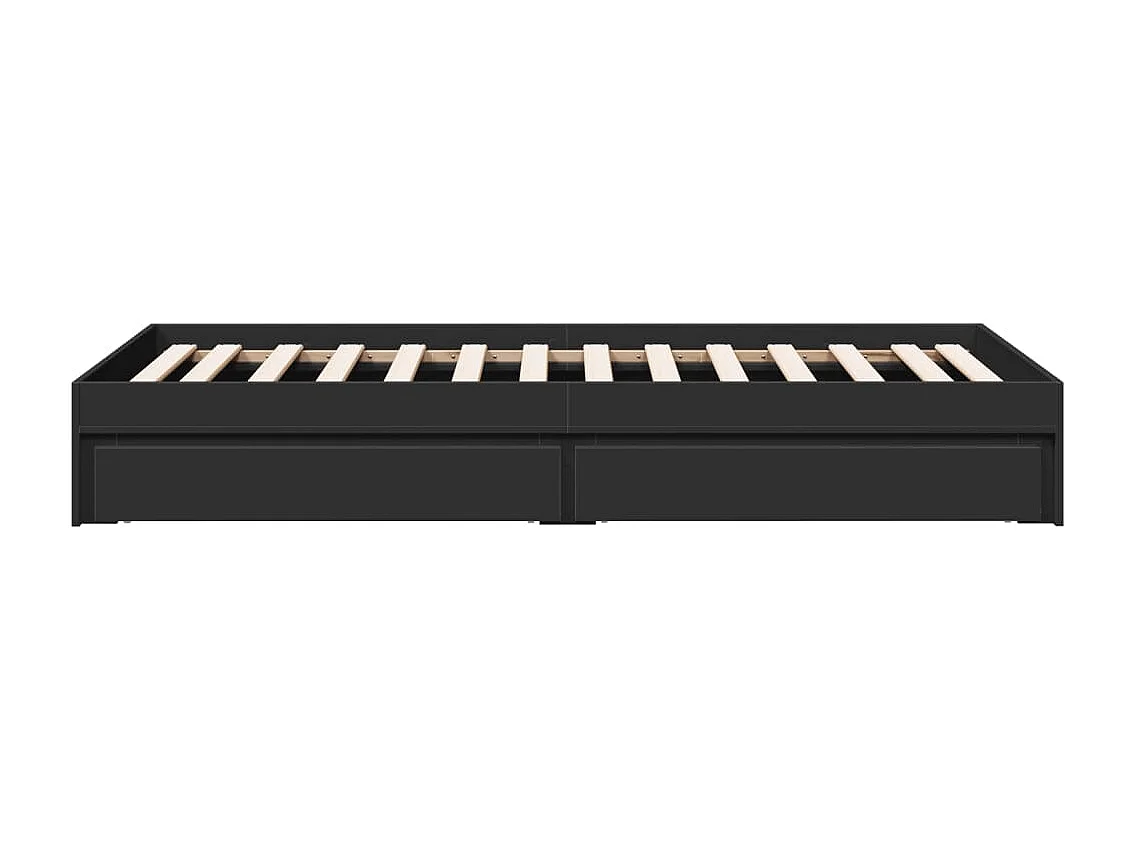 Estructura de cama con cajones sin colchón negra 75x190 cm