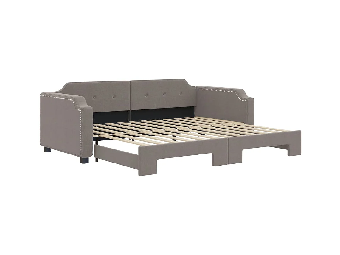 Dagbed met uitschuifbed taupe 100x200 cm stof