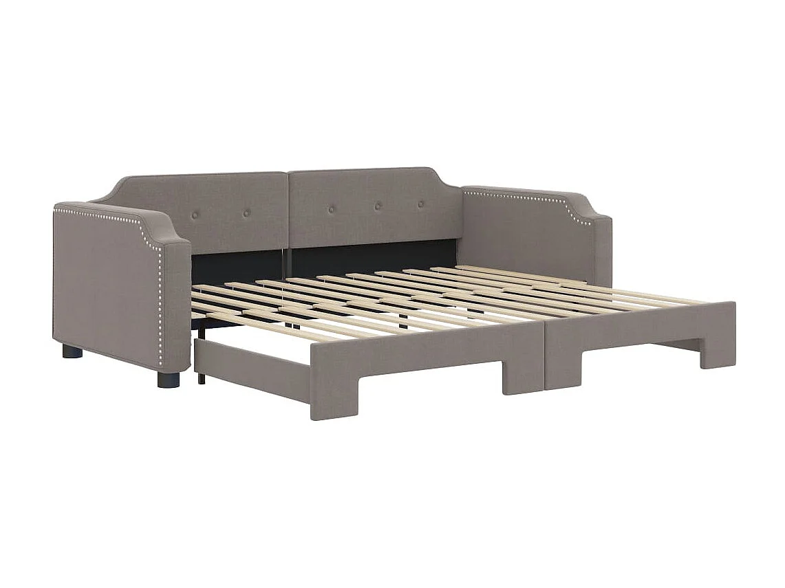 Lit de jour avec lit gigogne taupe 100x200 cm tissu