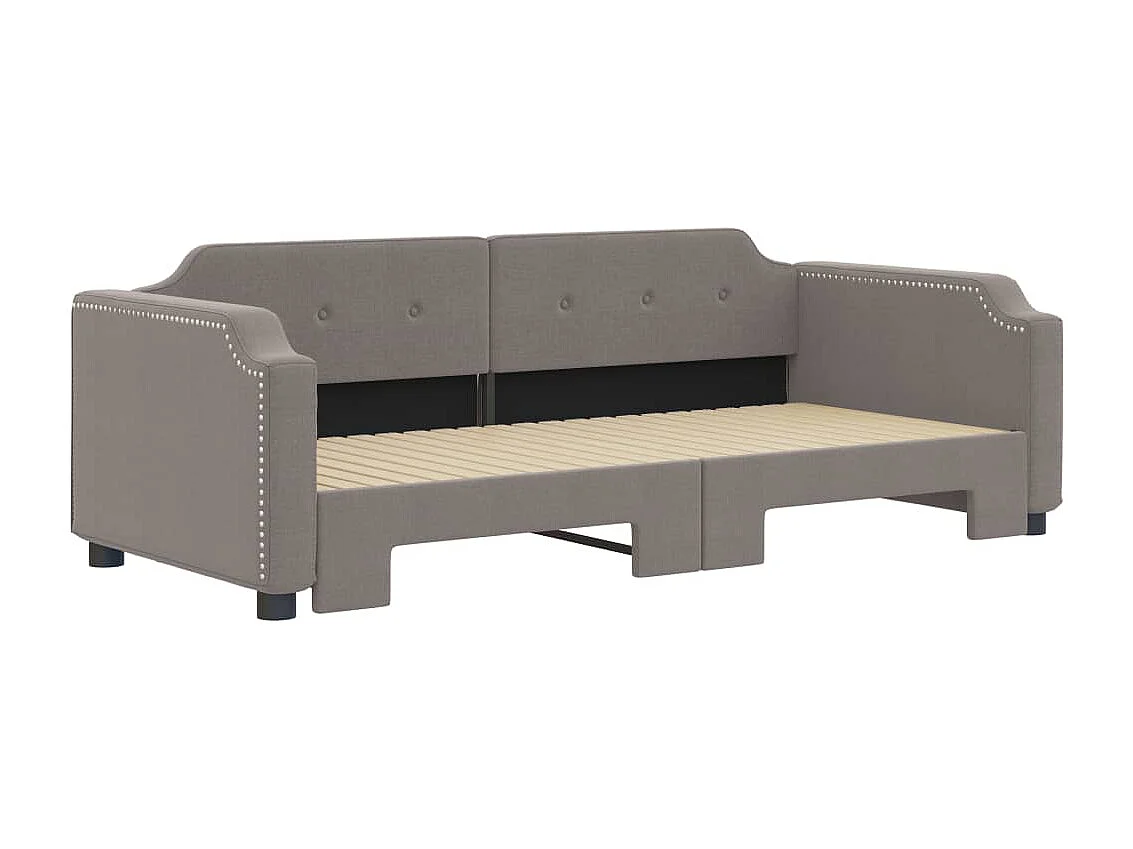 Lit de jour avec lit gigogne taupe 100x200 cm tissu