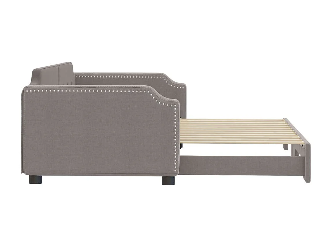 Lit de jour avec lit gigogne taupe 100x200 cm tissu