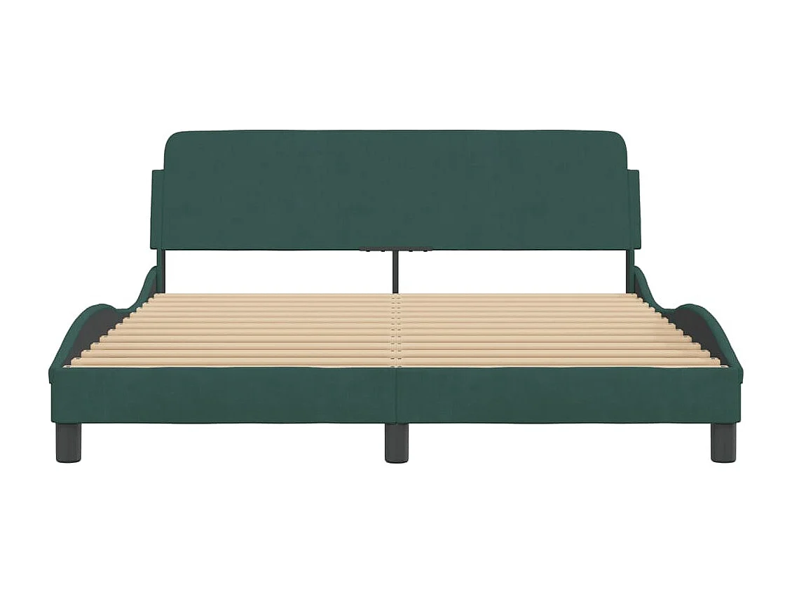 Cadre de lit sans matelas vert foncé 160x200 cm velours