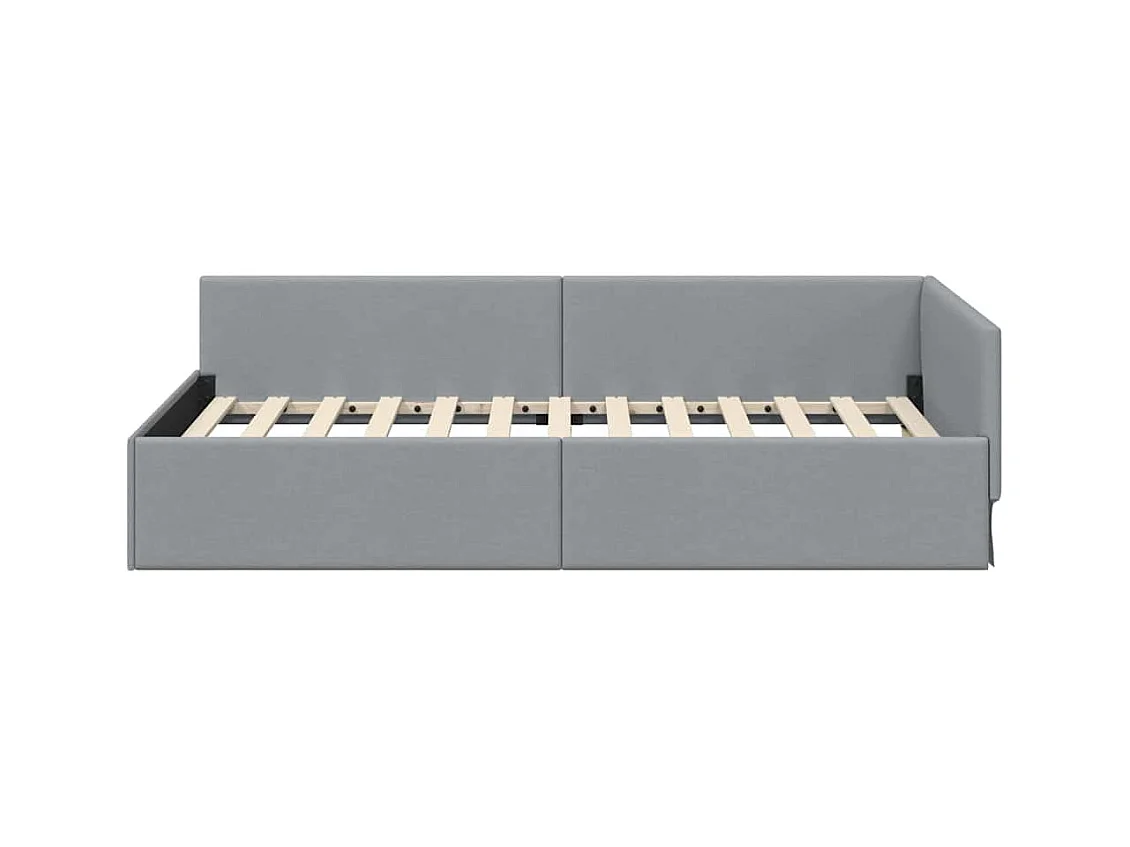 Hoekbedframe met hoofdbord Lichtgrijs 90 x 190 cm