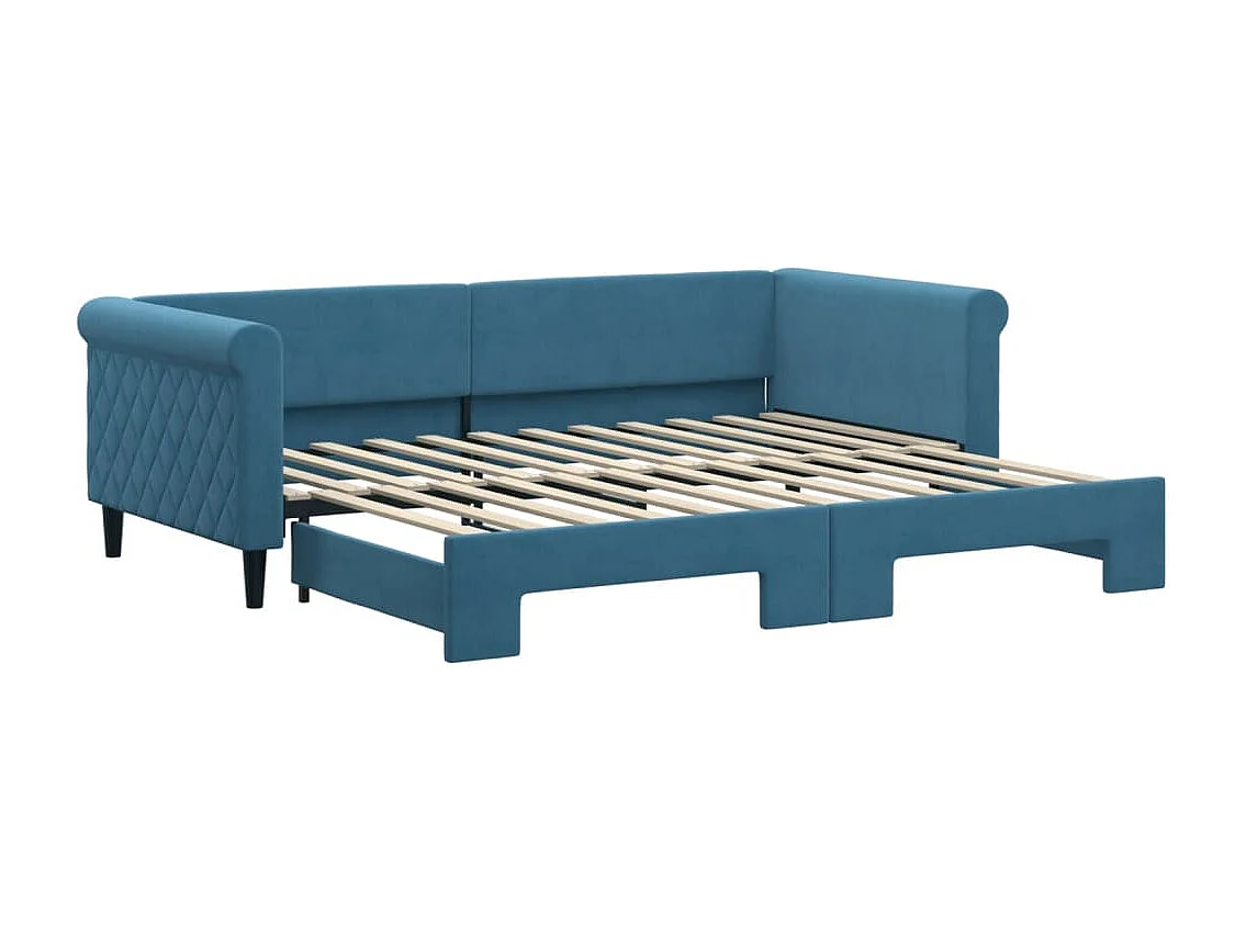 Lit de jour avec gigogne sans matelas bleu 90x200 cm