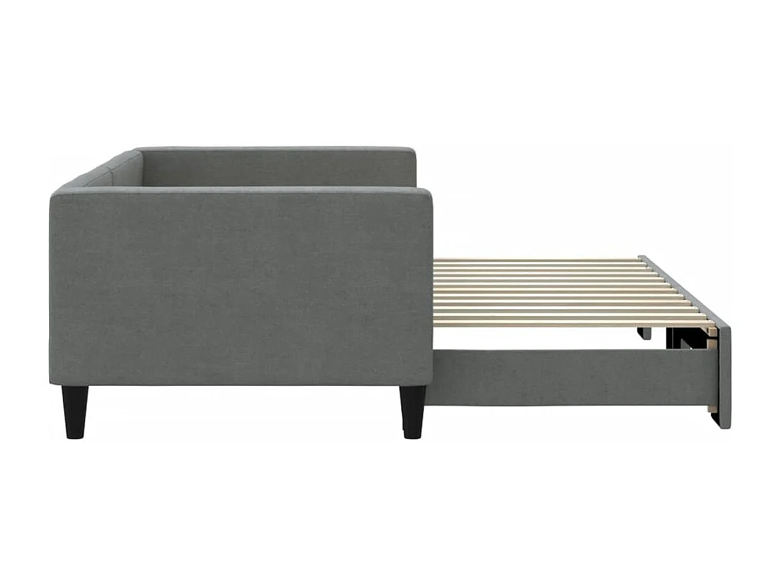 Lit de jour avec gigogne sans matelas gris foncé 90x200 cm
