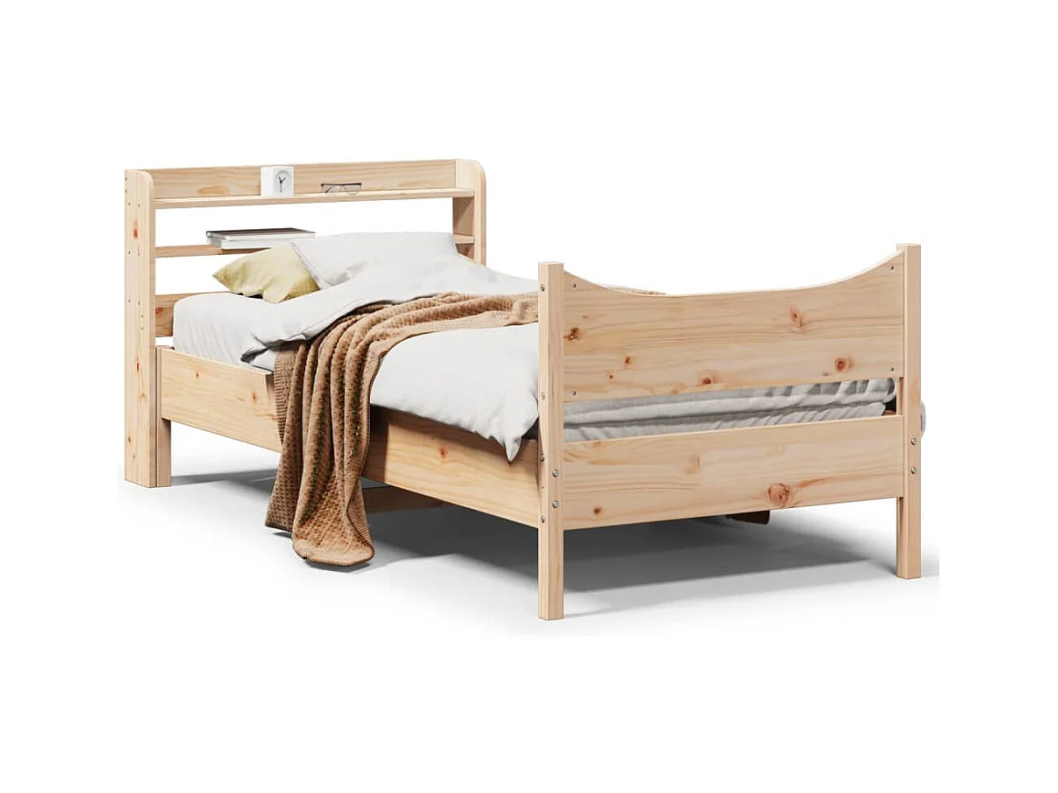 Bedframe met hoofdbord 90x200 cm massief grenenhout