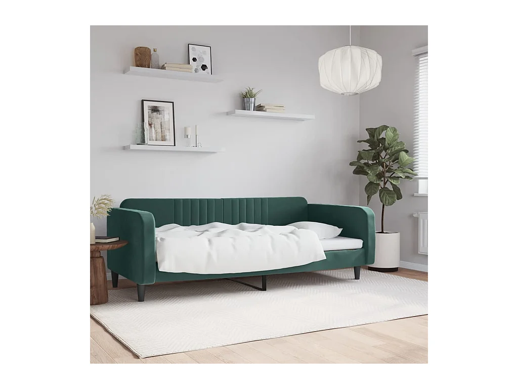 Lit de repos sans matelas vert foncé 100x200 cm velours