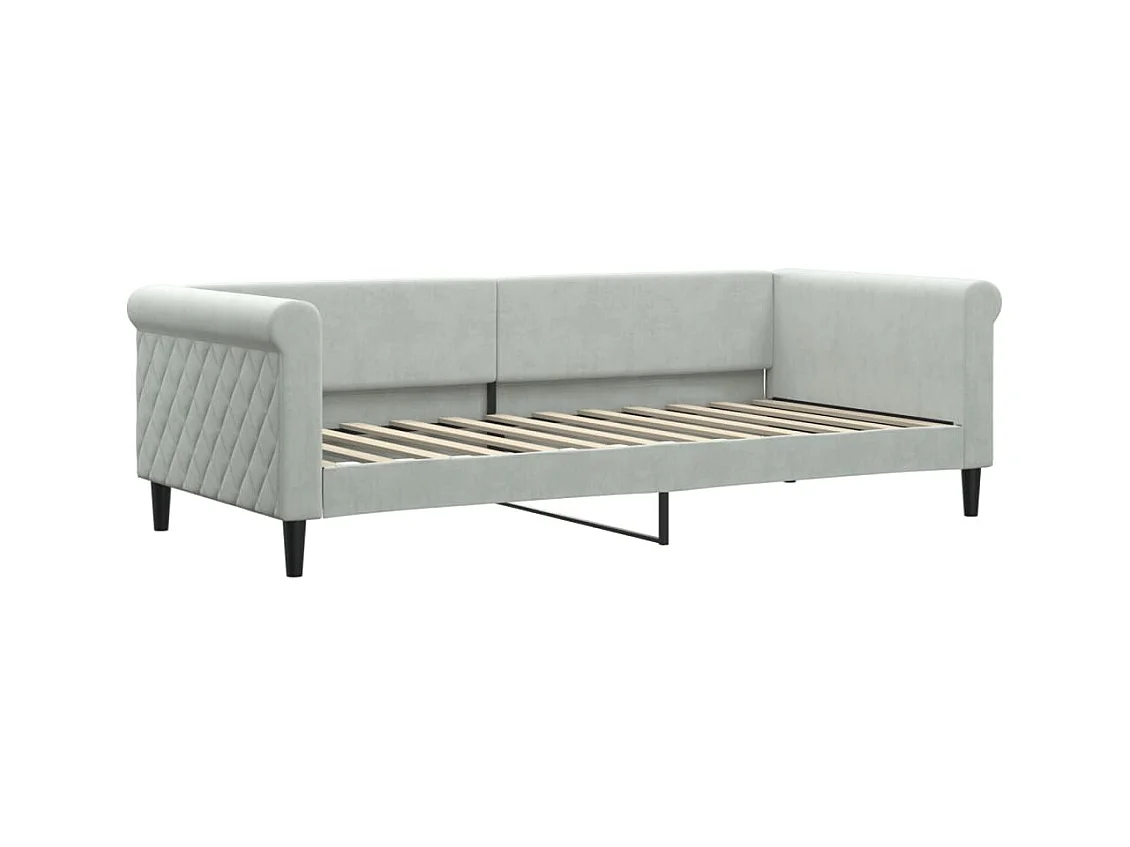 Dagbed zonder matras lichtgrijs 90x200 cm fluweel