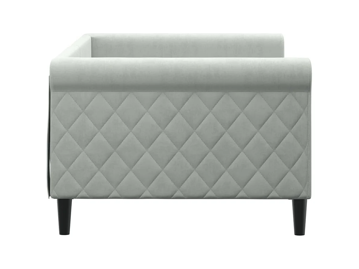 Dagbed zonder matras lichtgrijs 90x200 cm fluweel