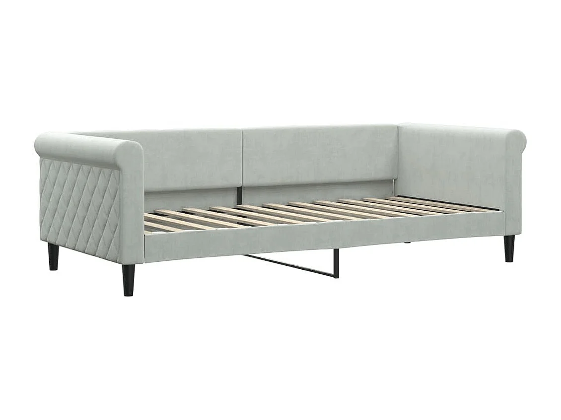 Divano letto senza materasso grigio chiaro 90x200 cm velluto