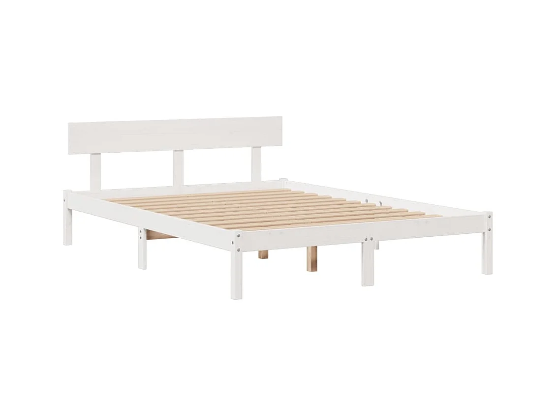 Letto libreria senza materasso bianco 140x190 cm in legno massello di pino