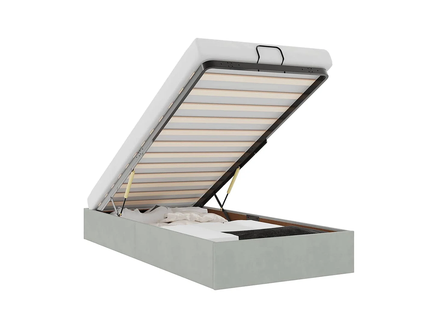 Cadre de lit ottoman sans matelas gris clair 100x200 cm velours