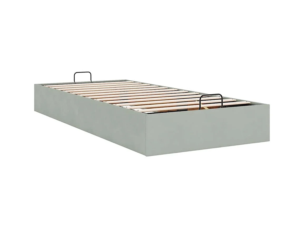 Cadre de lit ottoman sans matelas gris clair 100x200 cm velours
