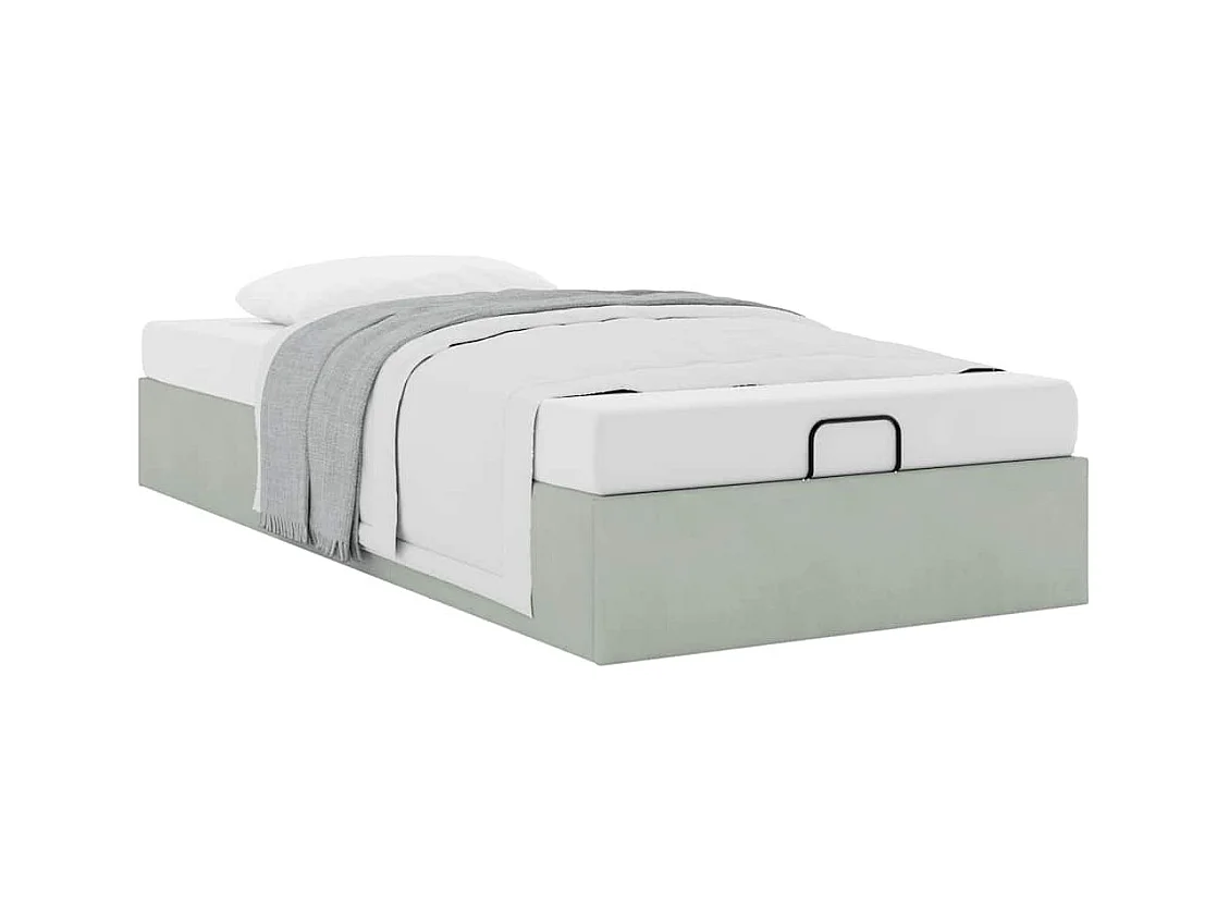 Cadre de lit ottoman sans matelas gris clair 100x200 cm velours