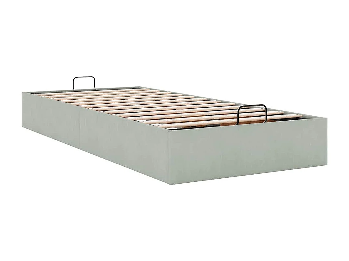 Cadre de lit ottoman sans matelas gris clair 100x200 cm velours
