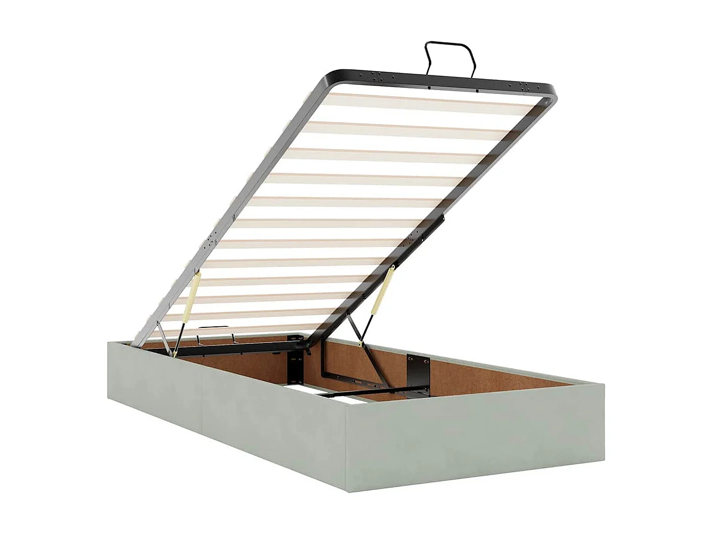 Ottoman Bettgestell ohne Matratze hellgrau 100x200 cm Samt