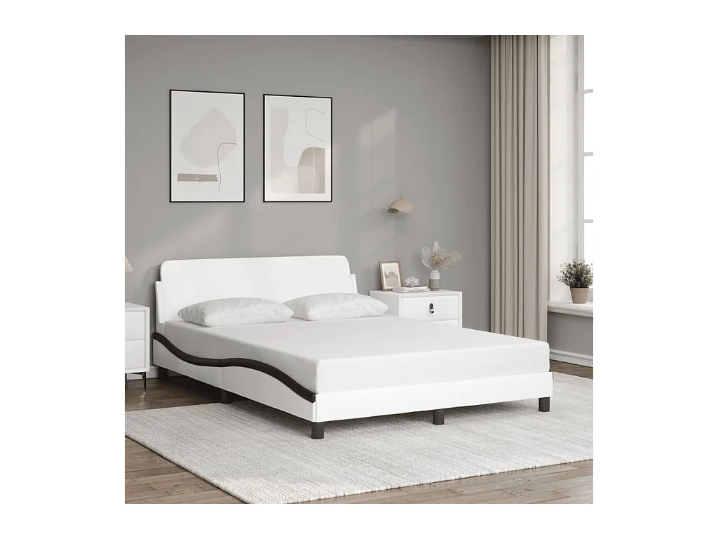 Bedframe zonder matras wit en zwart 120x200 cm kunstleer