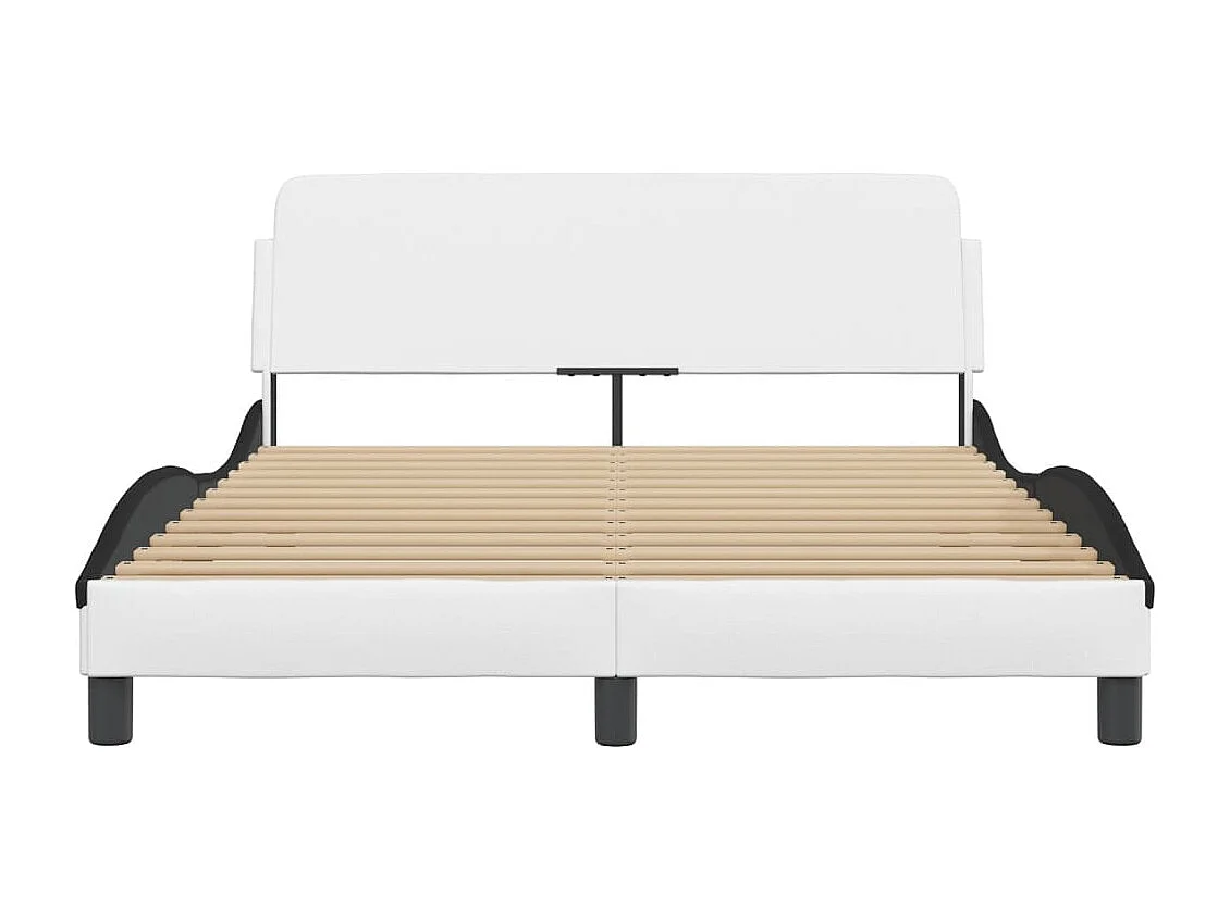 Estructura de cama sin colchón blanca y negra 120x200 cm piel sintética