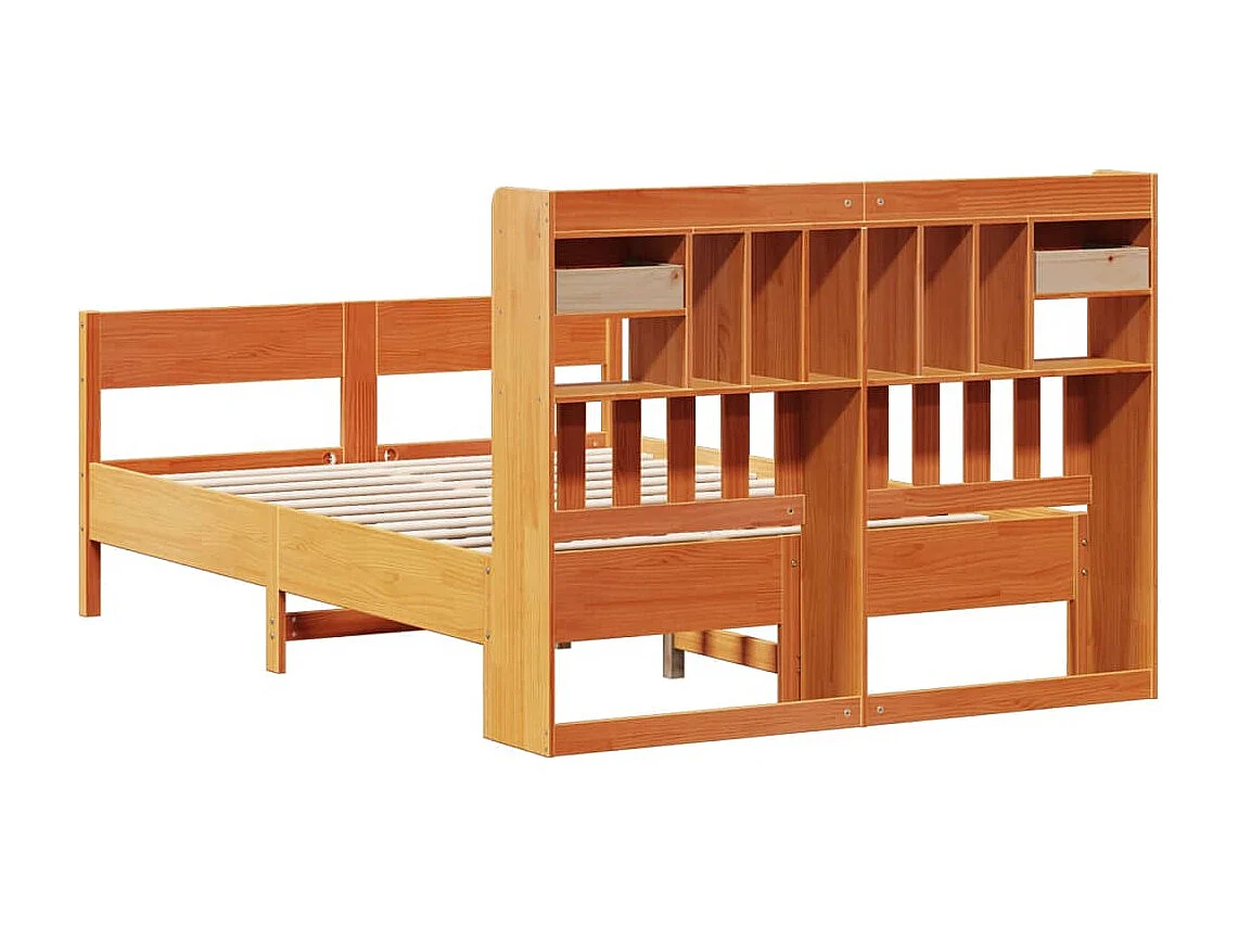 Boekenkastbed zonder matras, bruine was, 160x200 cm, massief grenen