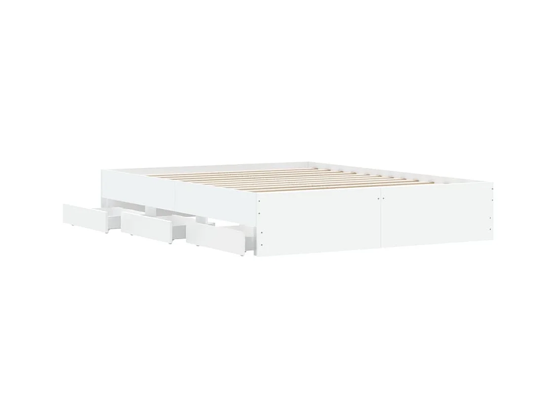 Bedframe met lades zonder matras wit 140x200 cm
