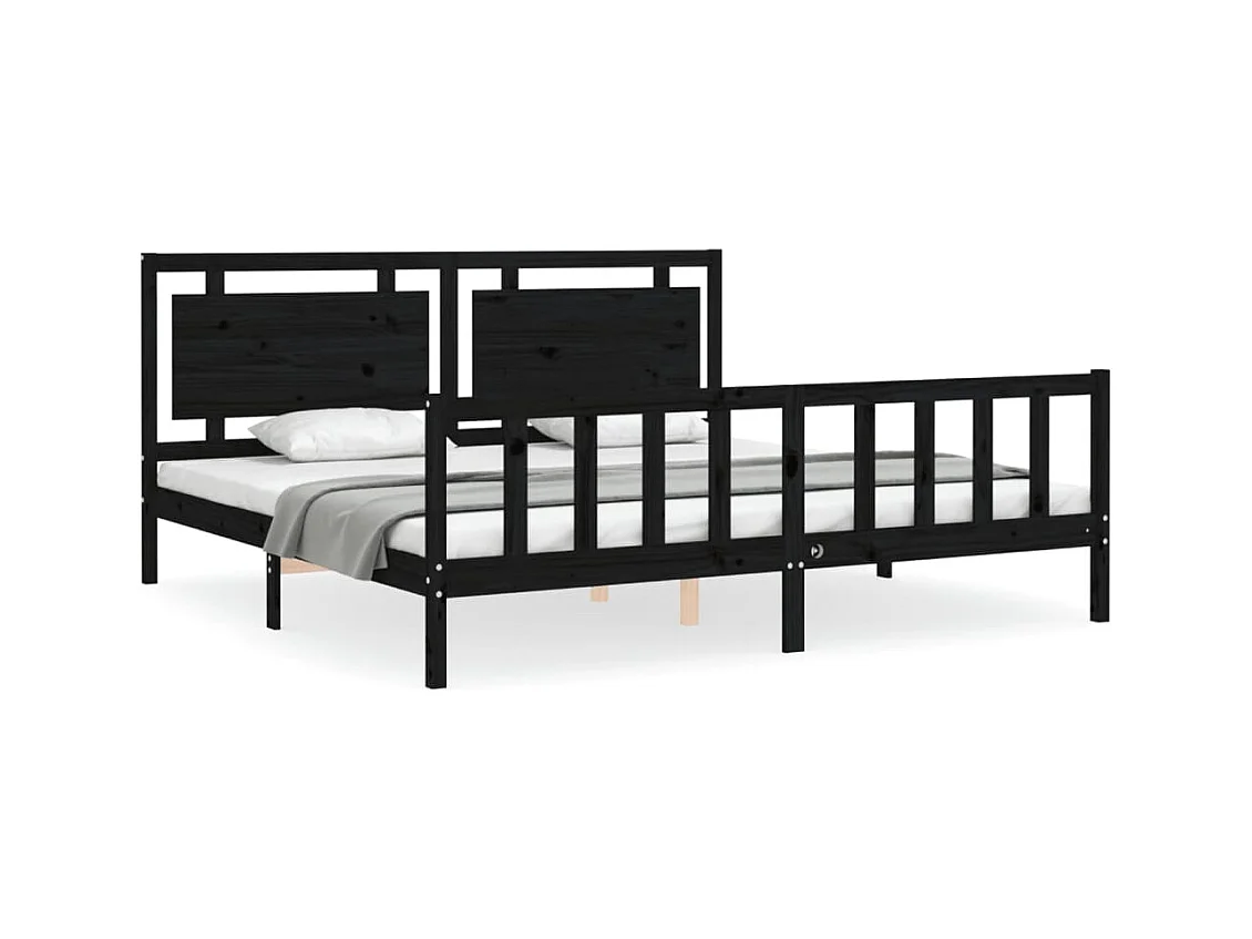 Struttura letto senza materasso nero 200x200 cm in legno massello di pino