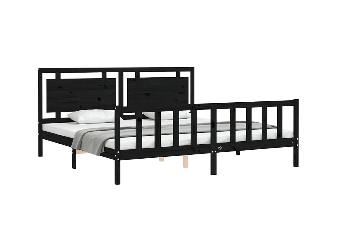 Struttura letto senza materasso nero 200x200 cm in legno massello di pino