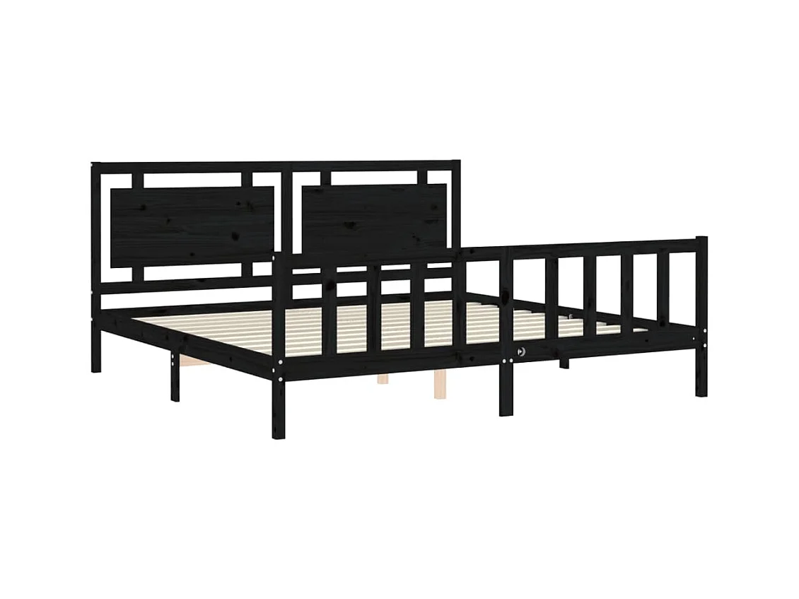 Struttura letto senza materasso nero 200x200 cm in legno massello di pino
