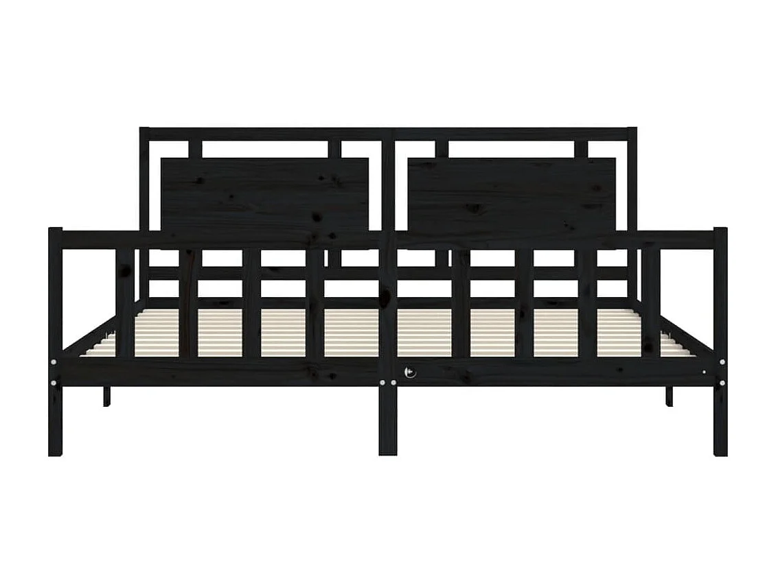 Struttura letto senza materasso nero 200x200 cm in legno massello di pino