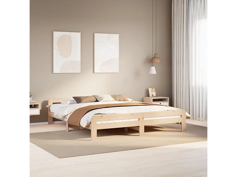 Estructura de cama sin colchón 200x200 cm madera maciza de pino