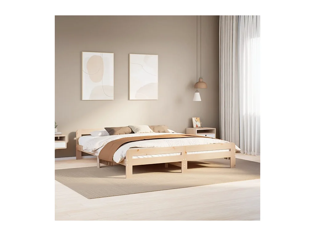 Estructura de cama sin colchón 200x200 cm madera maciza de pino