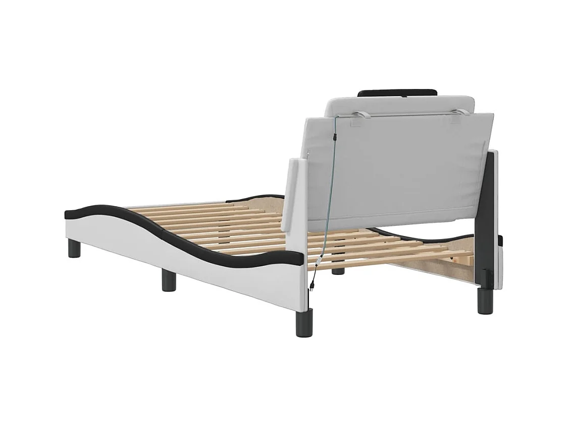 Cadre de lit avec LED sans matelas blanc et noir 90x200 cm