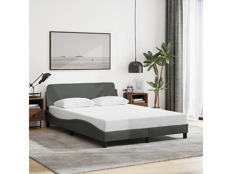 Struttura letto senza materasso grigio scuro tessuto 140x190 cm
