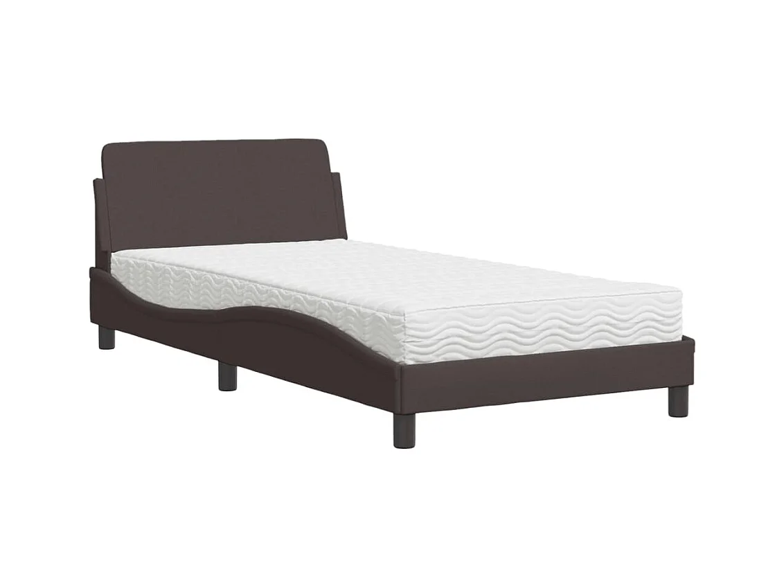Bed met donkerbruine matras 100x200 cm stof