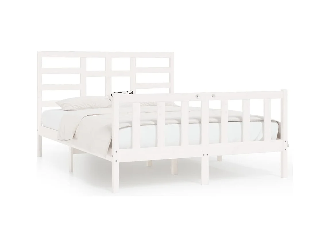 Struttura letto senza materasso bianco 160x200 cm in legno massello di pino