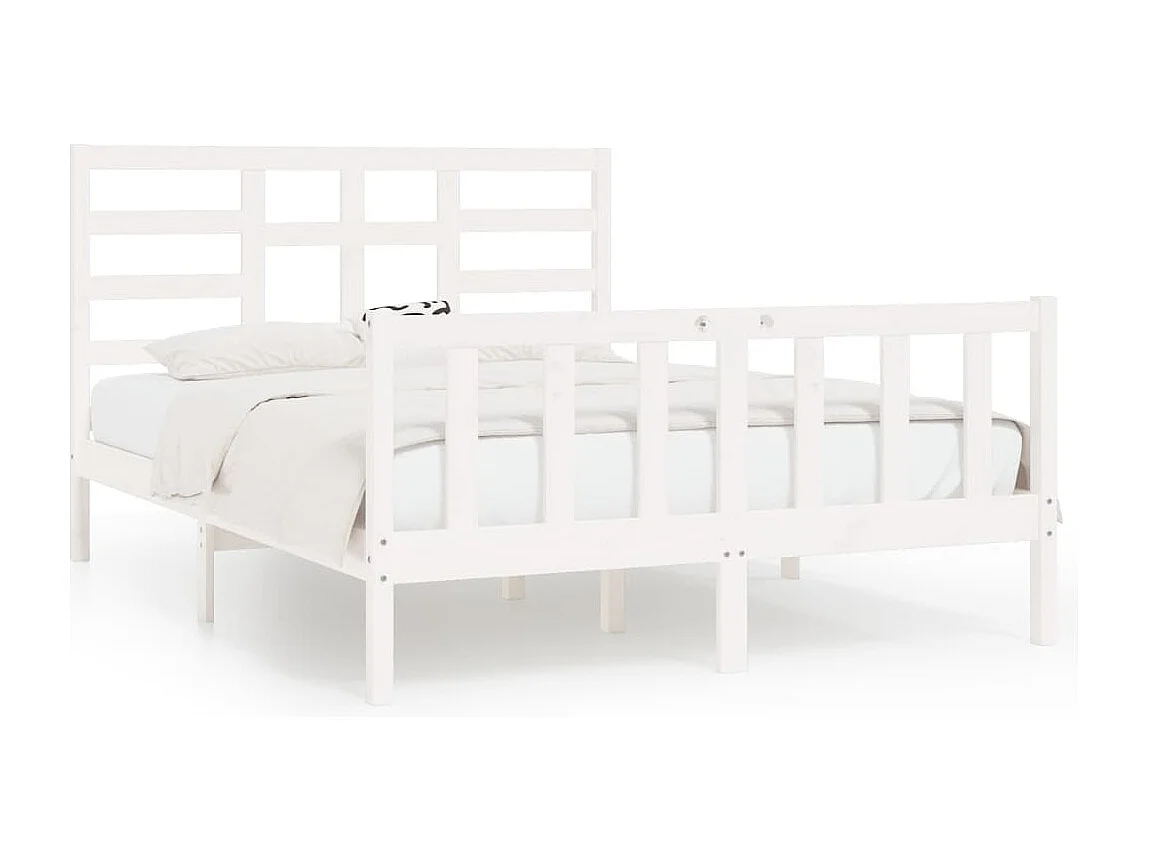 Cadre de lit sans matelas blanc 160x200 cm bois de pin massif