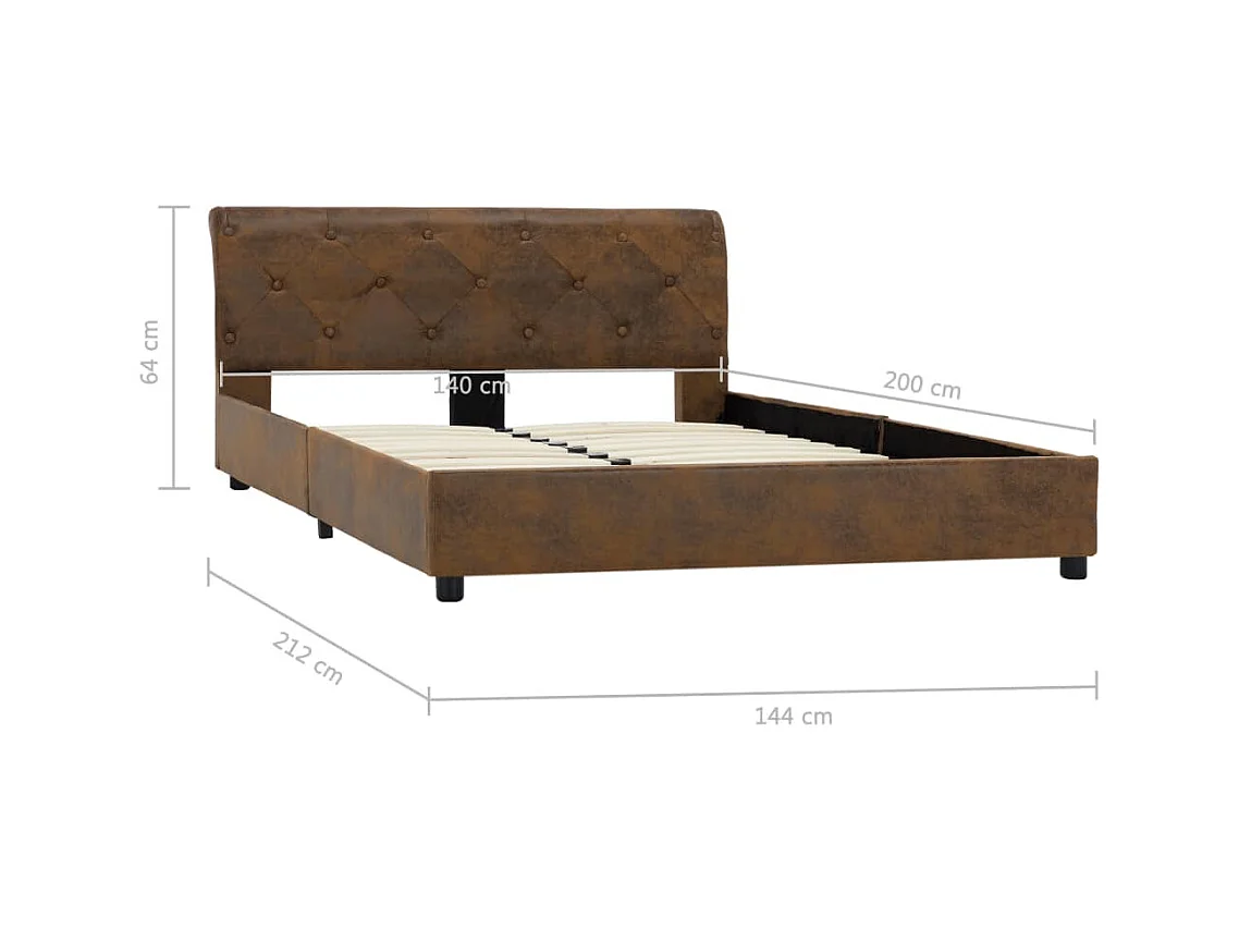 Cadre de lit Marron Similicuir daim 140 x 200 cm