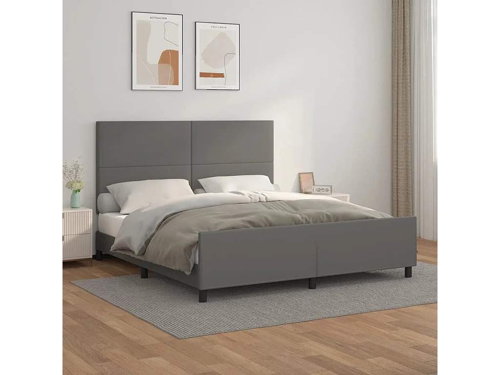 Bedframe zonder matras grijs 160x200 cm kunstleer