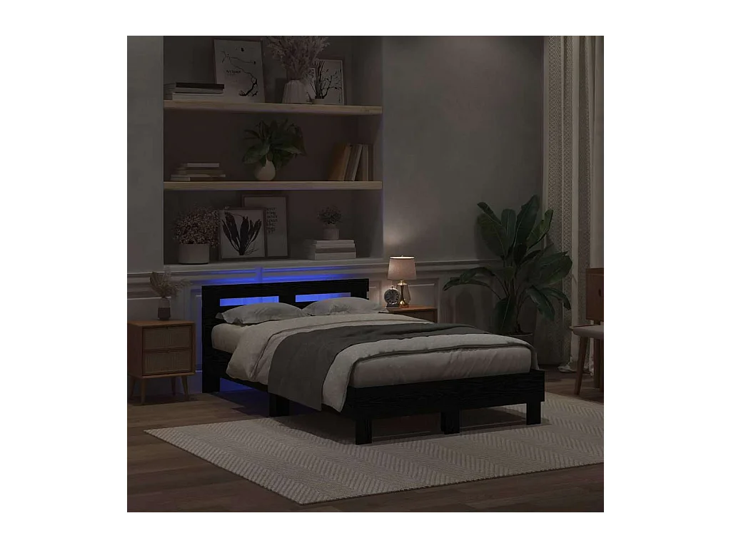 Struttura letto in rovere nero 135 x 190 cm in legno ingegnerizzato