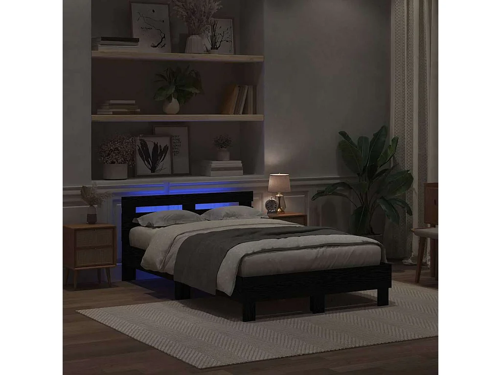 Struttura letto in rovere nero 135 x 190 cm in legno ingegnerizzato