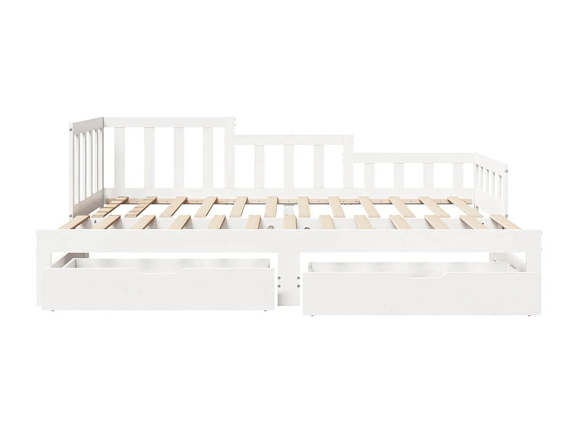 Dagbed met onderschuifbed en lades zonder matras wit 80x200cm