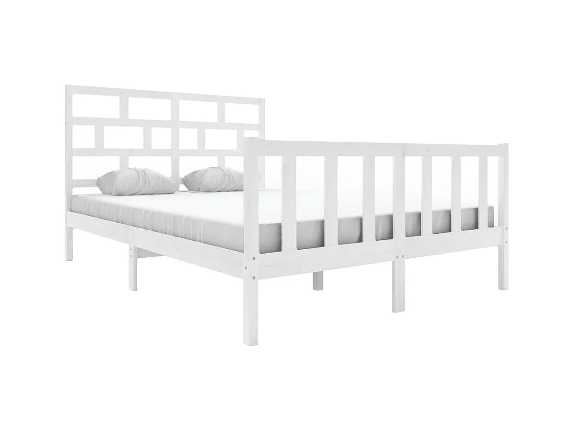 Cadre de lit sans matelas blanc bois massif 160x200 cm