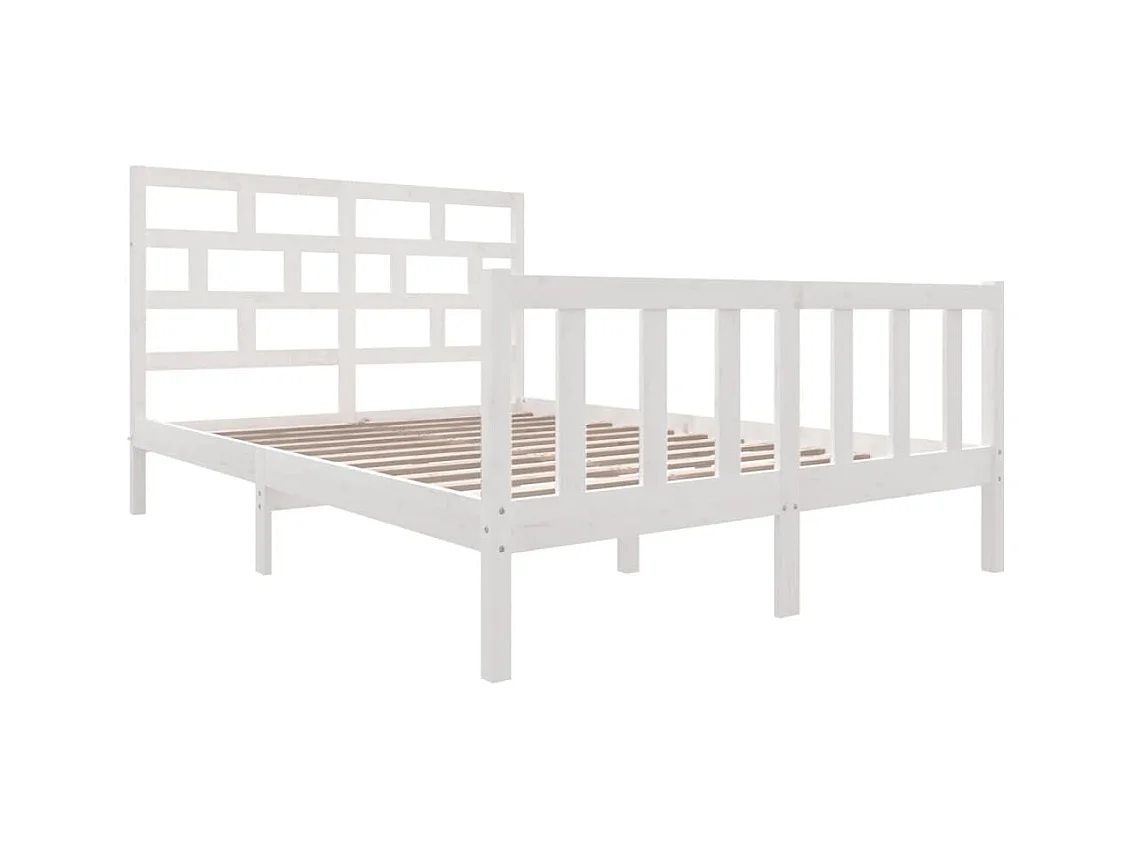 Cadre de lit sans matelas blanc bois massif 160x200 cm