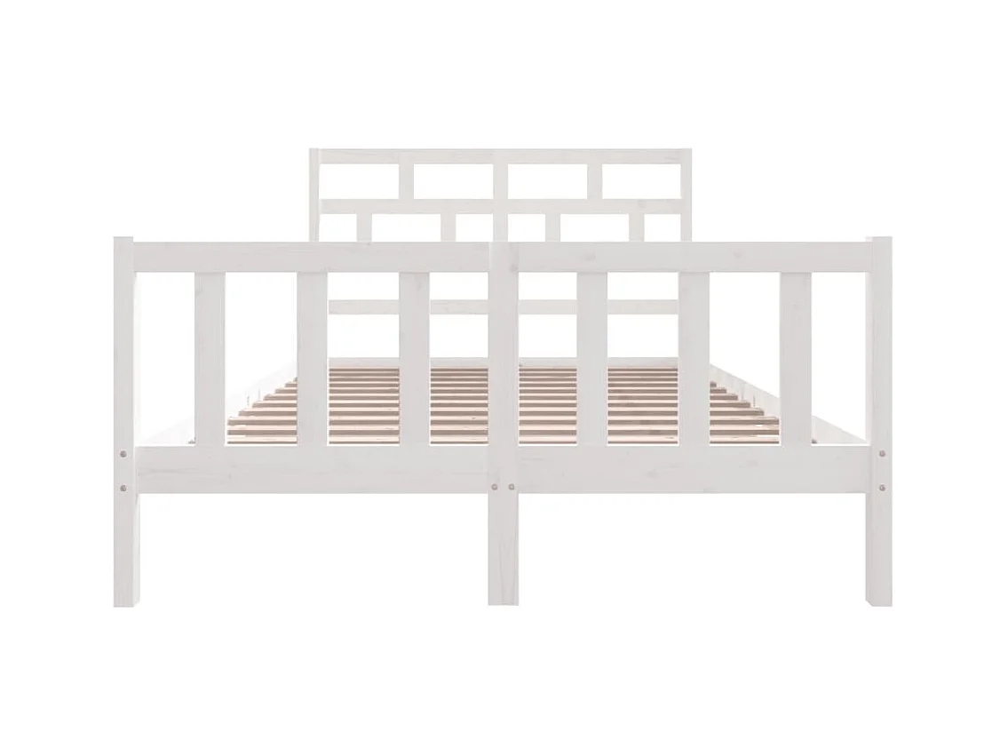 Cadre de lit sans matelas blanc bois massif 160x200 cm