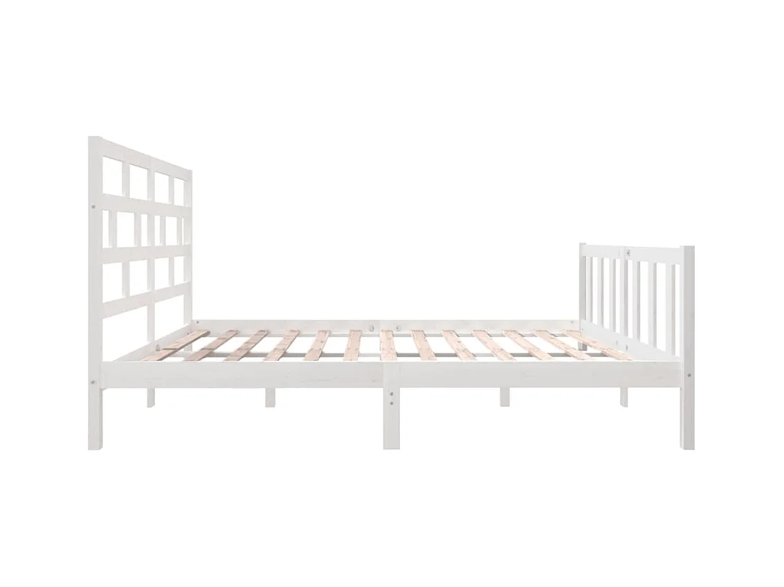 Cadre de lit sans matelas blanc bois massif 160x200 cm