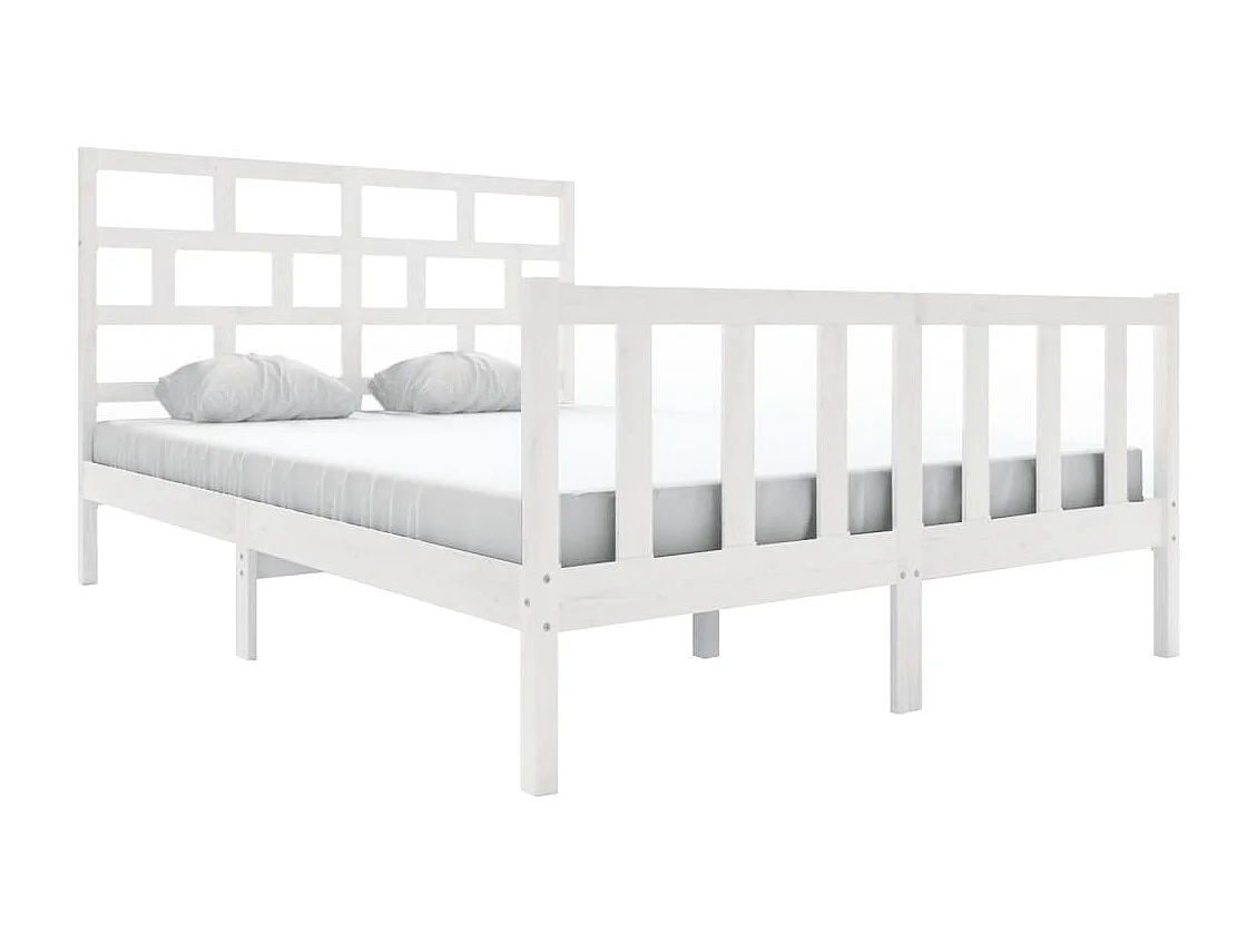 Cadre de lit sans matelas blanc bois massif 160x200 cm