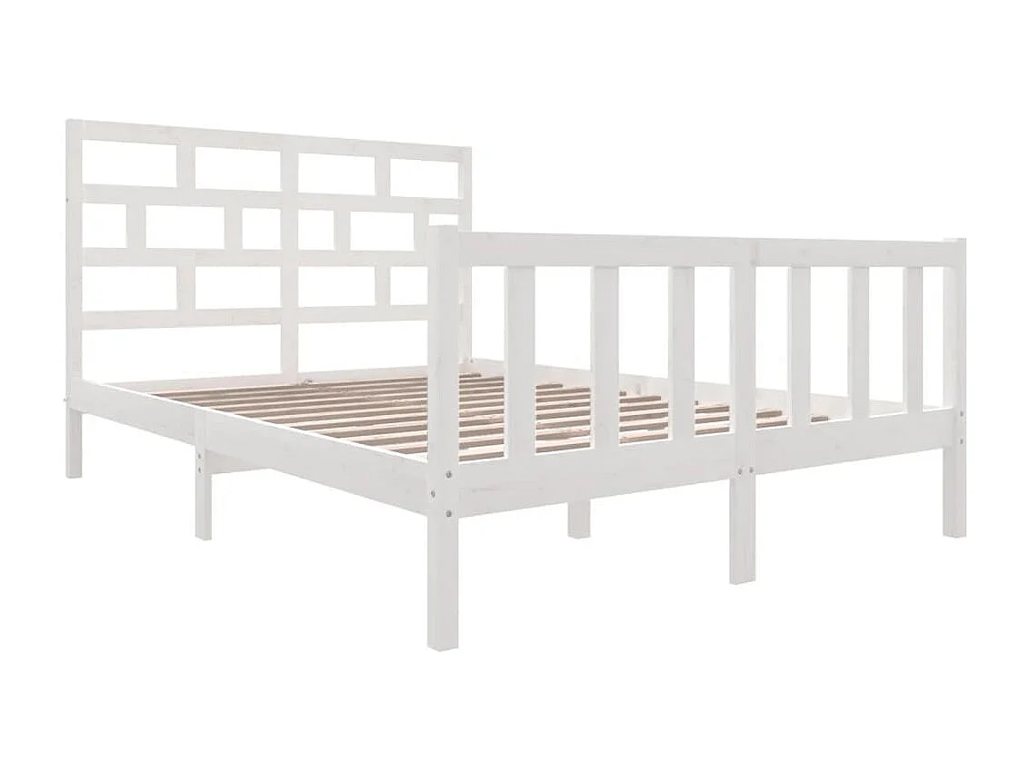 Cadre de lit sans matelas blanc bois massif 160x200 cm