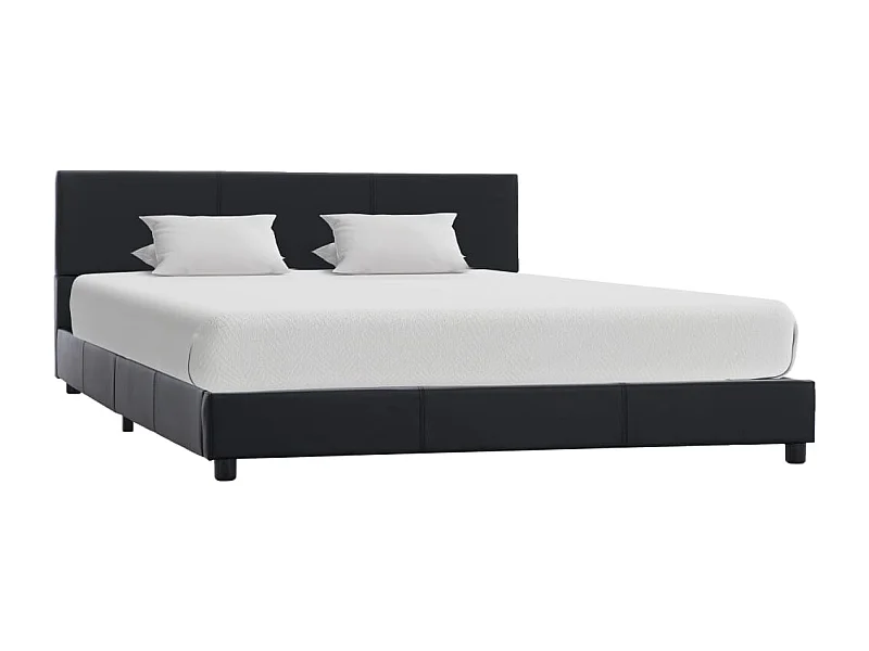 Struttura letto senza materasso in similpelle nera 140x200 cm