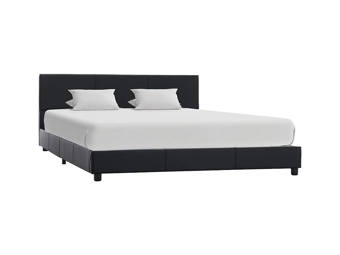 Struttura letto senza materasso in similpelle nera 140x200 cm