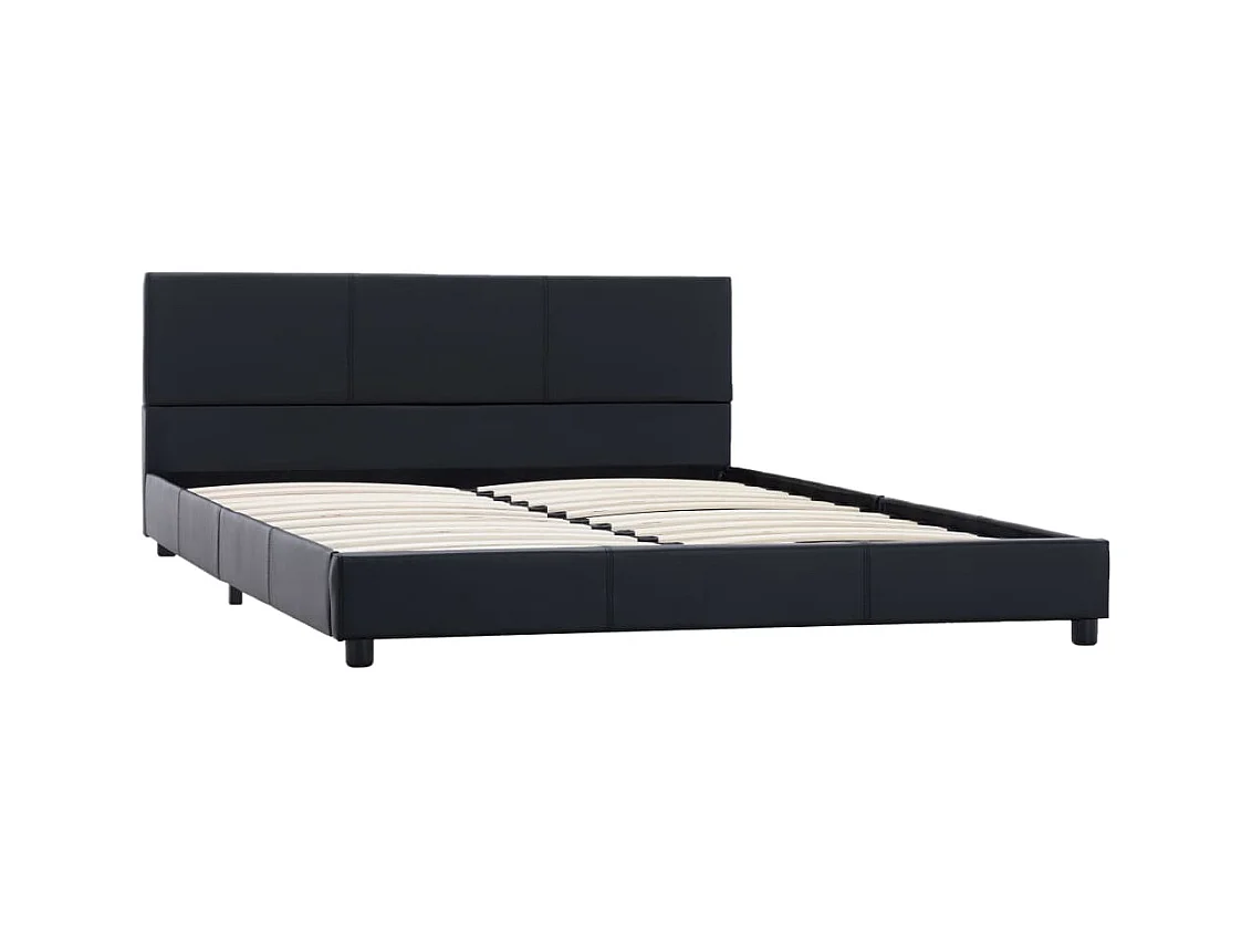 Struttura letto senza materasso in similpelle nera 140x200 cm