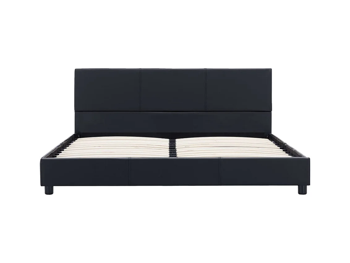 Struttura letto senza materasso in similpelle nera 140x200 cm